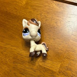 AUTHENTIC LPS Pony Horse Beige Brown Caramel Mane with Purple Eyes 2006